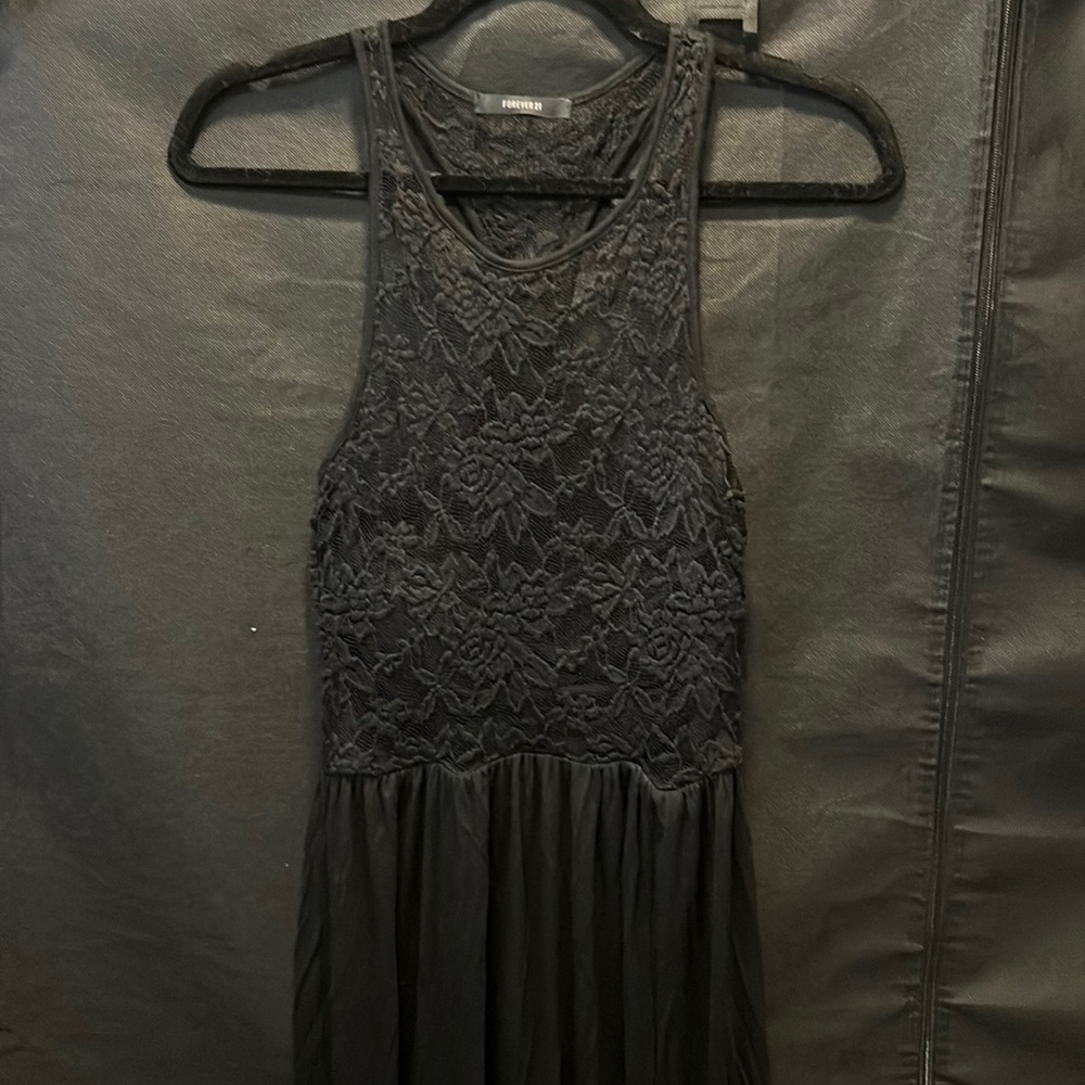 Forever 21 mesh top racer back dress - black